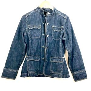 Eddie Bauer jean jacket blazer mandarin collar